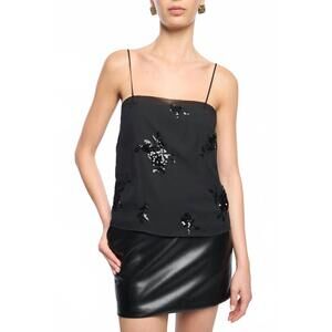 NEW GENERATION LOVE delia floral sequin cami in black